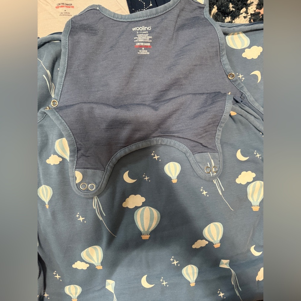 Woolino 4 seasons Blue Hot Air Balloon sleep sack